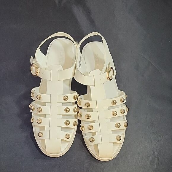 FOREVER 21 WOMEN"S SLINGBACK ANKLE STRAP ADJUSTABLE BUCKLE STUDDED SANDAL - Picture 3 of 12